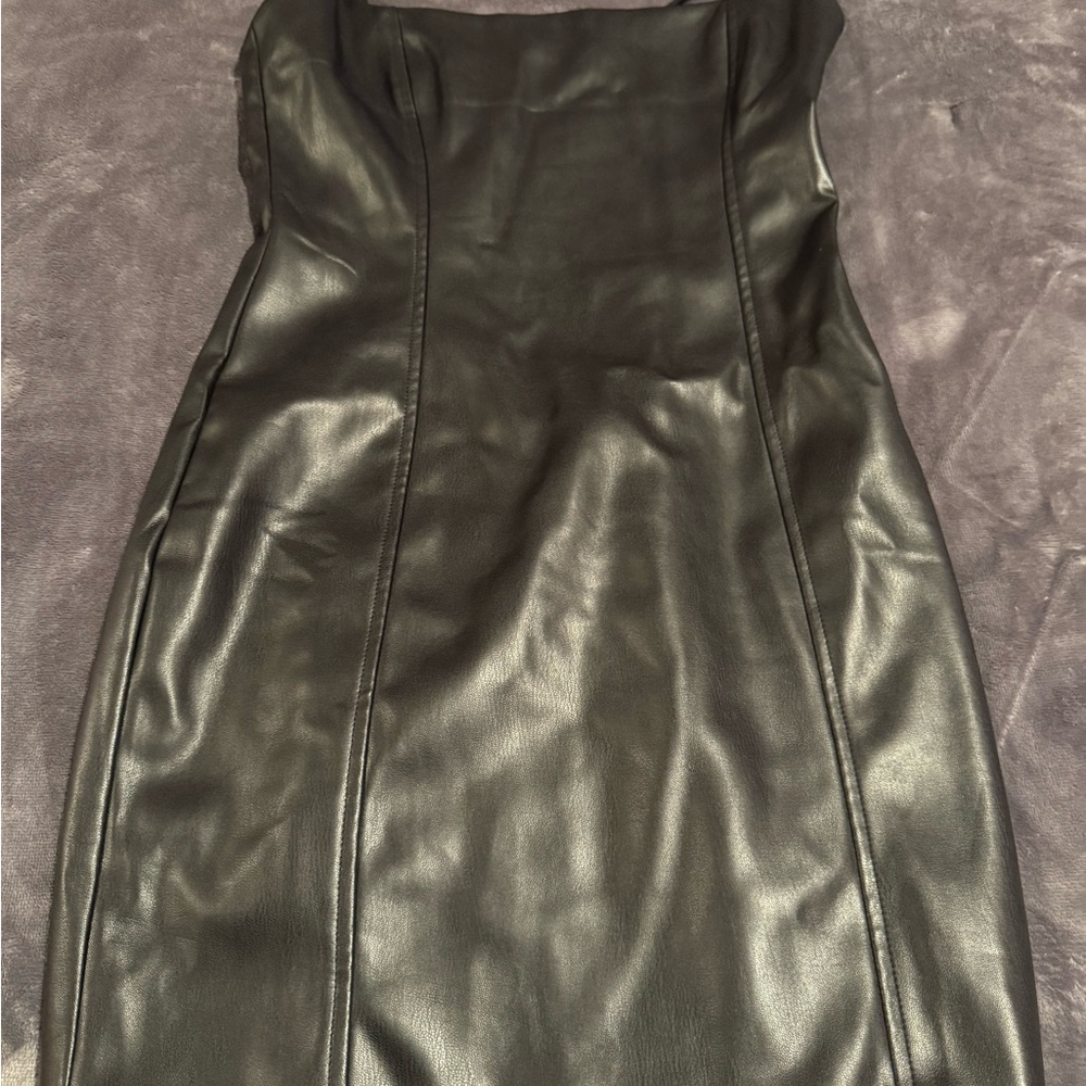 White Fox Boutique Black Faux Leather Mini Dress